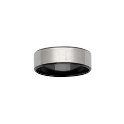 Rings: ZiRO Black & Natural Coloured Zirconium with Sanded Top Band