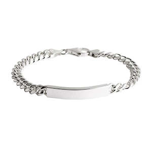 Bracelets: Cuban Men's Silver ID Chain Bracelet