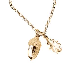Acorn and Leaf Necklace Gold-Plated