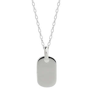 Necklaces: Moto Men's Silver Dog Tag Pendant