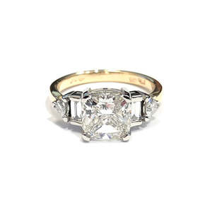 Two Tone Cushion Cut Lab Grown Diamond Ring