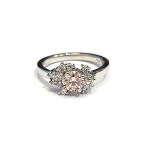 Platinum & Pink Lab Grown Dress Ring