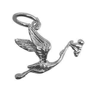 Charms: Silver Stork and Baby Charm