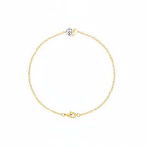 Bracelets: Yellow Gold Pear & Diamond Heart Bracelet