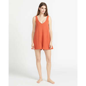 PLAYSUIT: VOLCOM HANG LOOSE ROMPER - DUST RED