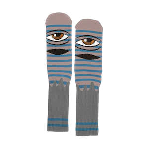 TOY MACHINE SECT EYE STRIPE SOCKS - MAUVE/GREY