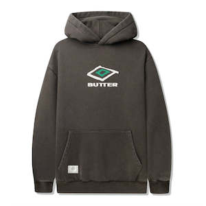Apparel: BUTTER GOODS X UMBRO BALL PULLOVER HOODIE -  WASHED BLACK