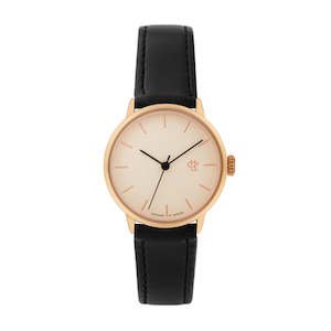 Chpo: CHPO WATCH - KHORSHID MINI ROSE (ROSE GOLD/BLACK VEGAN LEATHER)