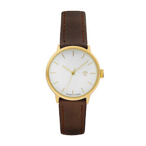Chpo: CHPO WATCH - KHORSHID MINI GOLD (GOLD/BLACK VEGAN LEATHER)