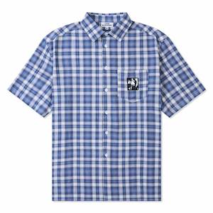 Come Sundown: COME SUNDOWN BRAIN POWER PLAID SHIRT - BLUE