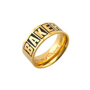 Jewellery: BAKER BRAND LOGO GOLD RING - MEDIUM