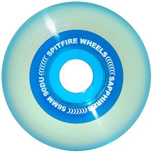 56mm Skateboard Wheels: SPITFIRE SAPPHIRE WHEELS 56MM 90D CLEAR/BLUE