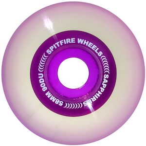 58mm Skateboard Wheels: SPITFIRE SAPPHIRE WHEELS 58MM 90D CLEAR/PURPLE