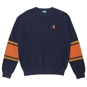 Knitwear: PASSPORT ORGANIC COTTON STRIPE KNIT SWEATER - NAVY