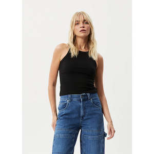 AFENDS LYDIA HEMP RIBBED SINGLET - BLACK
