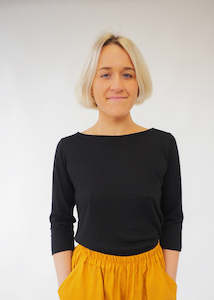 Womens Tops: PAVEMENT TILDA TEE - BLACK LINEN/MODAL