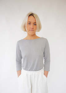 Womens Tops: PAVEMENT TILDA TEE - GREY LINEN/MODAL