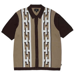 HUF PILLAR S/S KNIT SWEATER - BROWN