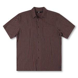 FORMER REYNOLDS STRIPE SS SHIRT - BROWN