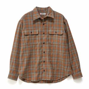 S/DOUBLE PLAID LS OVERSHIRT - SIENNA