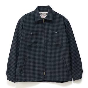S Double: S/DOUBLE PLAID ZIP THRU LS SHIRT - INDIGO