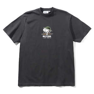 BUTTER GOODS X PEANUTS CAN'T STAND IT TEE - WASHED BLACK