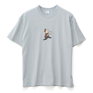 S Double: S/DOUBLE MAN WITH DOT TEE - BLUE GREY