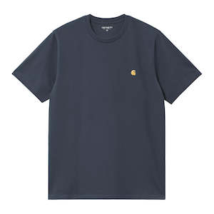 CARHARTT WIP S/S CHASE TEE - DUSKY BLUE/GOLD