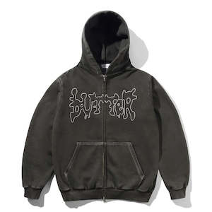 Apparel: BUTTER GOODS BLOTCH ZIP-THRU HOODY - WASHED BLACK