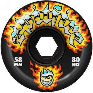 58mm Skateboard Wheels: SPITFIRE CHROME VENOM BLACK CONICAL FULL 80HD 58MM
