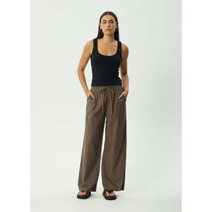 AFENDS CYRUS WIDE LEG PANT - COFFEE STRIPE