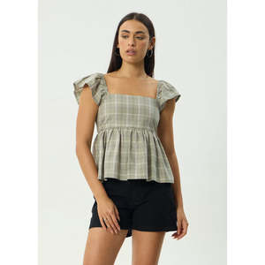 AFENDS SCOUT CHECK TOP - OLIVE CHECK