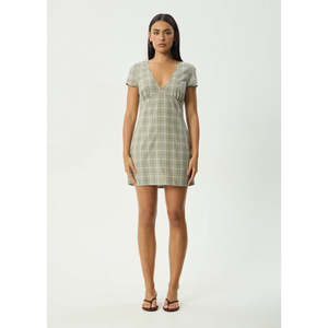 Afends: AFENDS SCOUT MINI DRESS - OLIVE CHECK