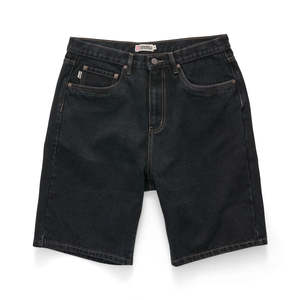 S/DOUBLE EMB 5 POCKET SHORT - BLACK WASH