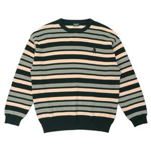 Knitwear: PASSPORT STRIPED ORGANIC KNIT SWEATER - DARK JADE
