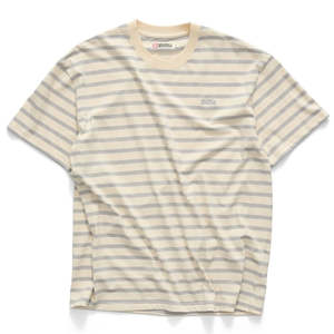 Apparel: S/DOUBLE STRIPE TEE - GREIGE