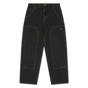 Come Sundown: COME SUNDOWN BURN OUT DOUBLE KNEE JEANS - WASHED BLACK