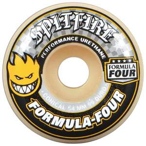 54mm Skateboard Wheels: SPITFIRE FORMULA FOUR CONICAL 99DU 54MM (YELLOW PRINT)