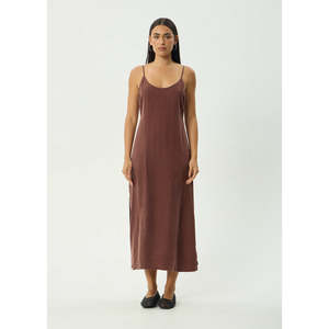 AFENDS VALLEY CUPRO MIDI DRESS - HAZELNUT