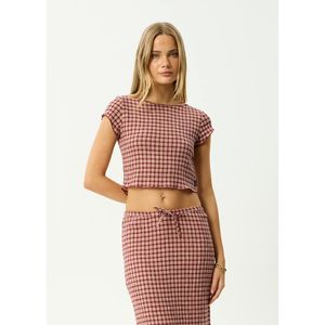 AFENDS CAPRICORN SEERSUCKER TOP - BURGUNDY