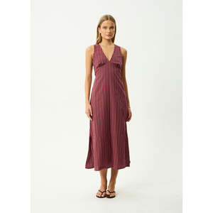 AFENDS LEDGER MAXI DRESS - BURGUNDY STRIPE