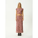 Afends Capricorn Seersucker Maxi Skirt - Burgundy/beige Check