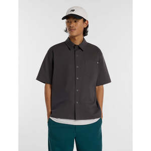 Apparel: NEW BALANCE NUMERIC BUTTON UP SHIRT - FADED BLACK