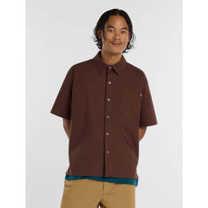 NEW BALANCE NUMERIC BUTTON UP SHIRT - PUMPERNICKEL