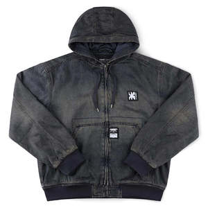 FORMER ENIGMA HOODED DENIM JACKET - DARK BLUE