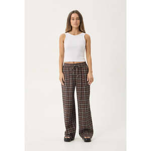 AFENDS REVERIE SEERSUCKER PANT - COFFEE CHECK