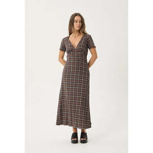 Afends: AFENDS REVERIE SEERSUCKER MAXI DRESS - COFFEE CHECK