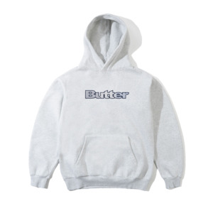 BUTTER GOODS STRIPE LOGO APPLIQUE PULLOVER HOOD - ASH