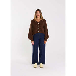 Apparel: THING THING HUDDLE CARDIGAN - CHOCOLATE