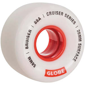 Globe: GLOBE BRUISER CRUISER WHEELS WHITE/RED 58MM 88A